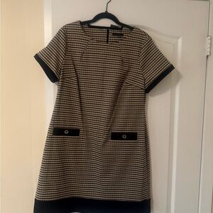 Tommy Hilfiger Houndstooth Mini Dress in Black and Cream